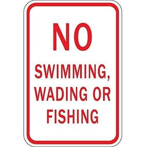 New Metal Sign Aluminum Sign No Swimming Wading Or Fishing Sign for Outdoor & Indoor 12" x 8"