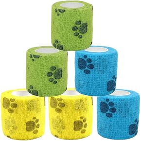 6 Pack Paw Self Adhesive Bandage Wrap, Vet Wrap Cohesive Bandagesfor Pets, Athletic, Sports, Wrist, Ankle, First Aid 2 Inch x 5 Yards