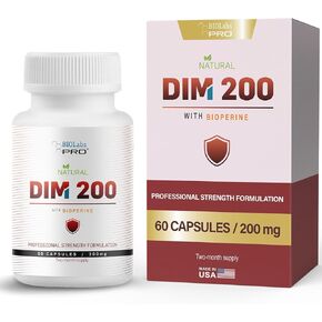 DIM Supplement for Women and Men, DIM 200mg Oral Supplement Hormonal Balance, Hormone Balance for Women and Men, Diindolylmethane Gluten Free Vegetarian Twist Capsules (60 Caps - 2-Month Supply)