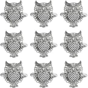9PCS owl Napkin Rings Decorate Your Table in Christmas, Thanksgiving, Birthday, Wedding, Commemoration Day, Business Banquet and Other Festivals and Occasions. (1.26" Wx1.77 L)