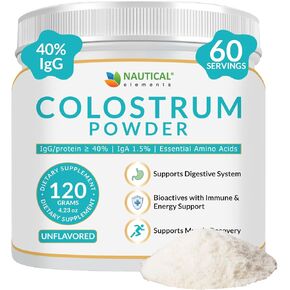 Colostrum Powder - Over 40% IgG - First 4-6 Hour Milking Grass Fed Colostrum - Bovine Colostrum - USA Midwest Pasture Raised Colostrum Supplement Powder - Unflavored Bovine Colostrum For Humans - 120g