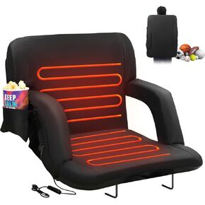 VEVOR Stadium Seat with Back Support, Wide Bleacher Seat Back, Folding Padded Cushion Stadium Chair, Portable Reclining Chair with Hook Pocket Cupholder, Ideal for Sport Event Beach Camping Concert