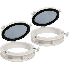 Amarine Made Pair of Boat Window Yacht Round Opening Portlight Porthole Window 10" Replacement Window Port Hole - ABS , Tempered Glass -Marine/boat/rv Portlight Hatch, Color: White, Black (White)