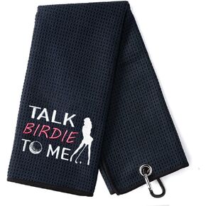 Talk Birdie to Me Funny Golf Towel, Embroidered Golf Towels for Golf Bags with Clip, Golf Gifts for Men Woman, Birthday Gifts for Golf Fan, Retirement Gift, Mom Golf Towel