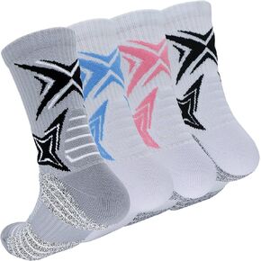 YQHMT Basketball Socks Outdoor Athletic Crew Socks Thick Compression Long Running Sports Socks for Men & Women 4 Pack