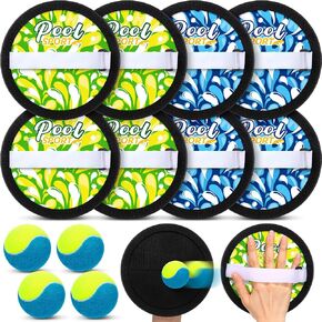 Water Grip Ball Toss and Catch Ball Game Set Include 8Pcs Water Paddle 4Pcs Ball Waterproof Catch Beach Toy Set Throw Sport Game for Swimming Pool Beach Backyard Game(Assorted Color)