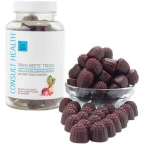 Consult Health - Primo Beets Treats Gummies - Circulation Super Nutrition with Beet Root Powder - Black Cherry Flavor