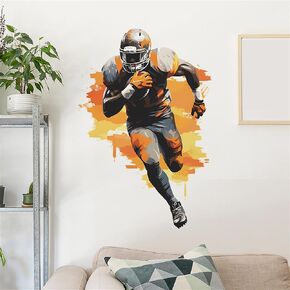 WAFT YEARN Football Player Wall Decal Football Themes Wall Sticker Art Wall Clings Vinyl Stickers for Nursery Kid's Room School Living Room TV Background Decoration Murals (Football Player 2)