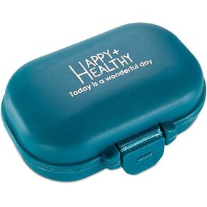 Daily Pill Organizer - (Pack of 2) Small AM PM Pill Organizer - Cute 4 Compartment Pill Organizer 2 Times a Day Case Box
