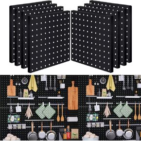 Peg Board, 8Pcs Pegboard Wall Organizer Panels Black Pegboard Wall Mount, ABS Pegboard for Home, Craft Room, Garage, Kitchen, Workshop, Tool Organization, 10*10in Peg Boards. (No Hooks and Bins).