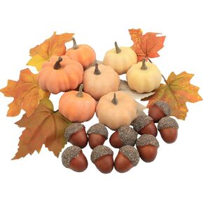 Fake Pumpkins,10 Pcs Plastic Pumpkins, Orange Artificial Pumpkins for Decorating Thanksgiving Halloween Seasonal Holiday Decor Decoration-A