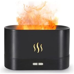 Flame Air Diffuser,Humidifier,Portable-Noiseless Aroma Diffuser for Home,Office or Yoga Essential Oil Diffuser with No-Water Auto-Off Protection(Black)