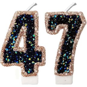 2.8" Rose Gold Glitter Number Candles-Many Colors 47th 74th Birthday Gifts Birthday Decorations Birthday Candles Numbers Happy Birthday Candles for Cake 2 Candle for Women for Men (Rose Gold)