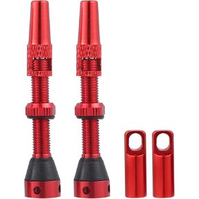 X AUTOHAUX 1 Set Universal Aluminum Alloy Rubber 44mm Bike Tubeless Valve Stems with Valve Core Remover Tool Kit and Valve Stem Caps for Mountain Bicycle Black