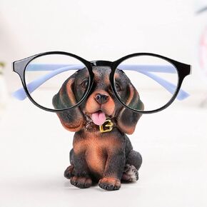 Cute Dog Eyeglass Holder Display Stand Animals Shaped Resin Spectacles Holder Creative Sunglasses Display for Nightstand Home Office Desk Decor (White)