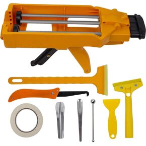 NADAMOO Double Caulking Gun for 400 mL/13.5 fl oz (1:1 Mix Ratio), Dual Component Epoxy Applicator with 8 Pieces Caulk Tools, Hand Manual Double Cartridge Panel Bond Adhesive Dripless Caulk Gun in Kuwait