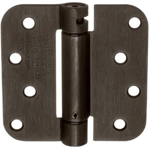 Dynasty Hardware 4 inch Spring Loaded Door Hinge Self Closing with 5/8" Radius Corners, Oil Rubbed Bronze - Pack Of 2 Hinges