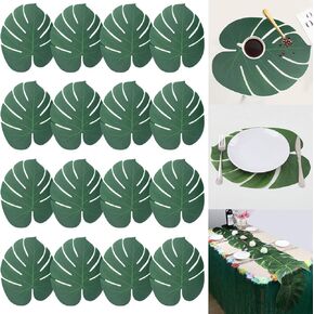 Artificial Palm Leaf Place mat Leaves Table Runners Tropical Palm Leaves Table Runner Faux Leaf Table Cloth for Hawaiian Luau Theme Party Indoor or Outdoor Dining Wedding