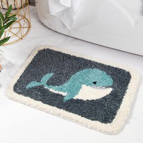 IcosaMro Bathroom Rugs Grey Whale Bath Rug for Bathroom Non-Slip Soft Absorbent Machine-Washable, Shower Bathroom Decor Bath Mat, 16Wx24L Inch, Grey
