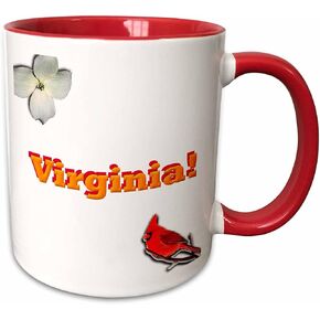 3dRose mug_38785_4 "Virginia" Two Tone Black Mug, 11 oz, Multicolor