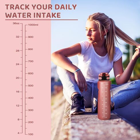 ZOMAKE 32oz Motivational Water Bottle with Times to Drink,Time Marker & Removable Strainer,Fast Flow,Leakproof Tritan BPA Free Non-Toxic Water Jug for Fitness,Gym,Sports in Saudi Arabia