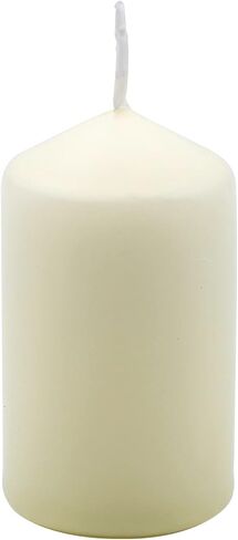 Hofer Ivory Pillar Candles - Set of 20 Unscented Small Candles in Bulk - 1.57 x 2.76 Inch - 11 Hours Long Burning Decorative Candles - Dripless Wax - Smokeless Wick - RAL Quality - Made in Austria in Saudi Arabia