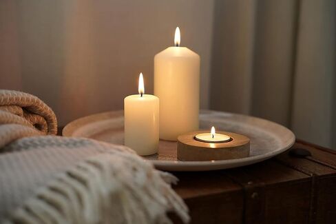 Hofer Ivory Pillar Candles - Set of 20 Unscented Small Candles in Bulk - 1.57 x 2.76 Inch - 11 Hours Long Burning Decorative Candles - Dripless Wax - Smokeless Wick - RAL Quality - Made in Austria in Saudi Arabia