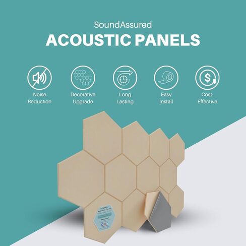ألواح صوتية سداسية لتخفيف الصوت - 12 قطعة من ألواح امتصاص الصوت ذاتية اللصق - معالجة صوتية صديقة للبيئة لتقليل الصدى (أزرق) in Kuwait