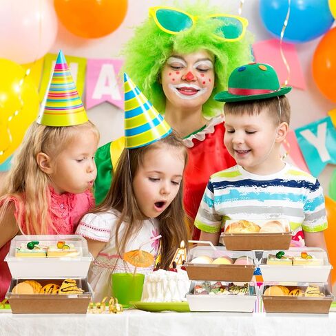 100 عبوة من صناديق الفحم الورقية مع أغطية شفافة، صناديق كعكة الساندويش المربعة للاستعمال مرة واحدة، حاويات طعام مع 200 قطعة من بطانات الكب كيك و50 ورقة من الورق الطارد للزيوت in Kuwait