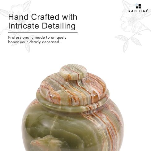 Radicaln Marble Urn 8"x4" inch Handmade Cremation urn Human Ashes - Adult Memorial Urns for Ashes Adult Male & Female - Burial & Home (Marble Black, 8") in Saudi Arabia