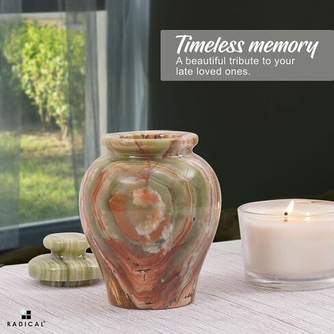 Radicaln Marble Urn 8"x4" inch Handmade Cremation urn Human Ashes - Adult Memorial Urns for Ashes Adult Male & Female - Burial & Home (Marble Black, 8") in Saudi Arabia