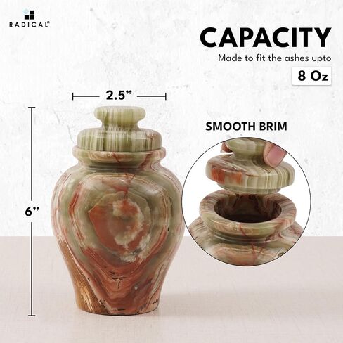 Radicaln Marble Urn 8"x4" inch Handmade Cremation urn Human Ashes - Adult Memorial Urns for Ashes Adult Male & Female - Burial & Home (Marble Black, 8") in Saudi Arabia