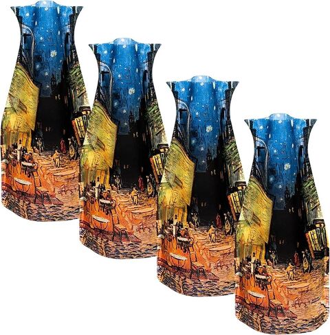 MODGY Expandable Flower Vase Plastic Decorative Modern Vases for Flowers Centerpieces Dining Table Decor Living Room Bathroom Wedding Office, Van Gogh Café Terrace at Night in Saudi Arabia