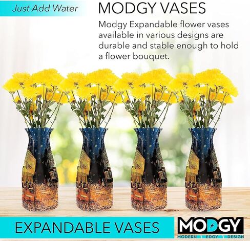 MODGY Expandable Flower Vase Plastic Decorative Modern Vases for Flowers Centerpieces Dining Table Decor Living Room Bathroom Wedding Office, Van Gogh Café Terrace at Night in Saudi Arabia