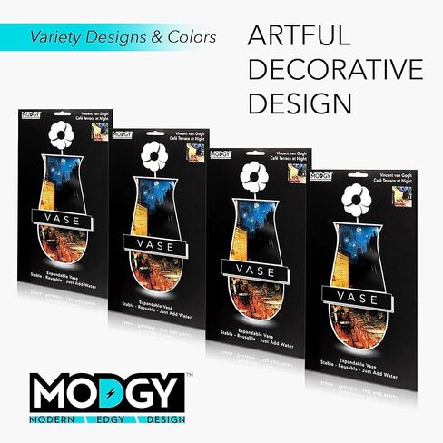 MODGY Expandable Flower Vase Plastic Decorative Modern Vases for Flowers Centerpieces Dining Table Decor Living Room Bathroom Wedding Office, Van Gogh Café Terrace at Night in Saudi Arabia