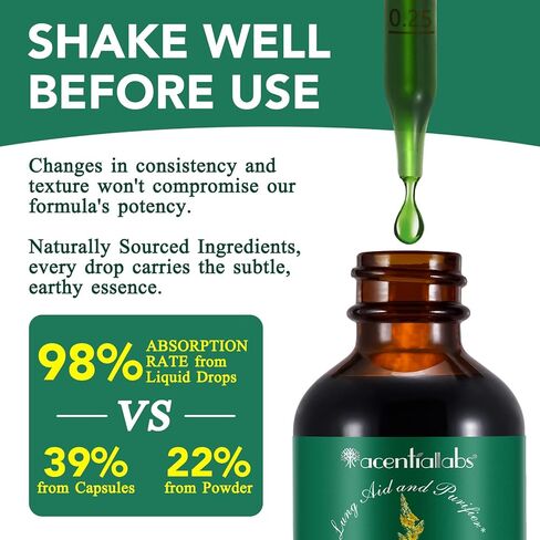 Mullein Drops for Lungs - Mullein Leaf Extract for Lungs - Support Lung Cleanse & Respiratory Function for Healthy Breathing Cleanse - Natural & Safe Supplement, 2 Fl Oz, 1 Month Supply in Kuwait