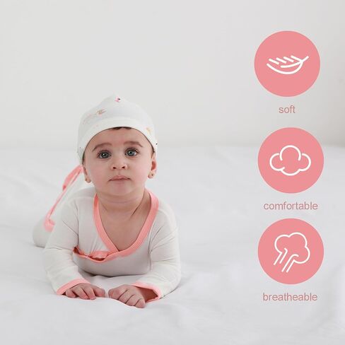 مجموعة فساتين معقودة للأطفال حديثي الولادة مع قبعة مكونة من 3 قطع ملابس للرضع مجموعة ملابس منزلية in Kuwait