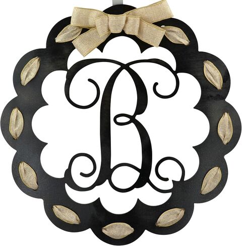 Letter S - Monogrammed Door Hanger | Mom Gift | Black and Burlap Everyday Year Letter Door Hanger in Kuwait