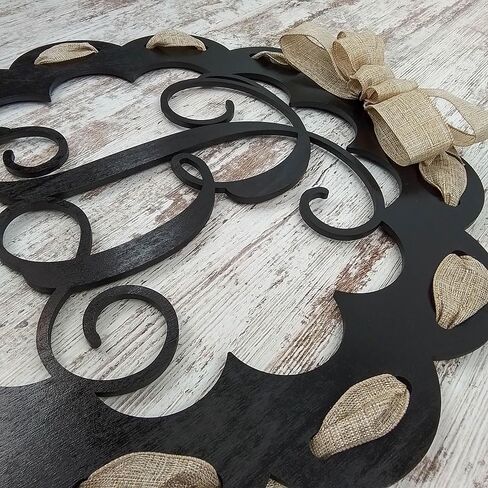 Letter S - Monogrammed Door Hanger | Mom Gift | Black and Burlap Everyday Year Letter Door Hanger in Kuwait