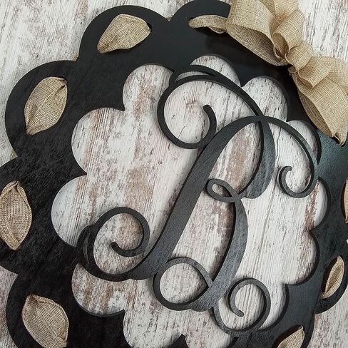 Letter S - Monogrammed Door Hanger | Mom Gift | Black and Burlap Everyday Year Letter Door Hanger in Kuwait