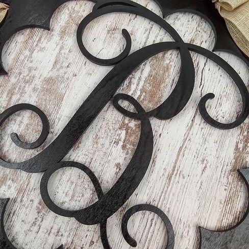 Letter S - Monogrammed Door Hanger | Mom Gift | Black and Burlap Everyday Year Letter Door Hanger in Kuwait
