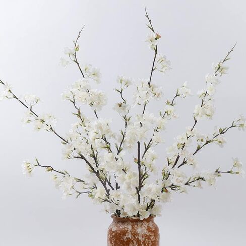 LESING 4pcs Cherry Blossom Flowers Artificial, Fake Silk Cherry Blossom Branches Tall Peach Blossom Flower Stems Arrangement for Wedding Home Office Party Decoration (Light Pink -1) in Saudi Arabia