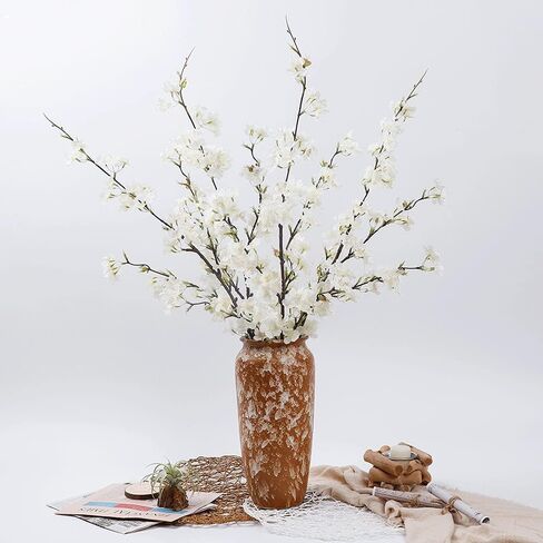 LESING 4pcs Cherry Blossom Flowers Artificial, Fake Silk Cherry Blossom Branches Tall Peach Blossom Flower Stems Arrangement for Wedding Home Office Party Decoration (Light Pink -1) in Saudi Arabia