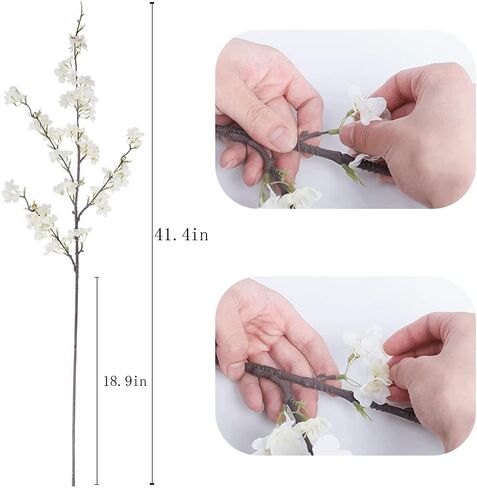 LESING 4pcs Cherry Blossom Flowers Artificial, Fake Silk Cherry Blossom Branches Tall Peach Blossom Flower Stems Arrangement for Wedding Home Office Party Decoration (Light Pink -1) in Saudi Arabia