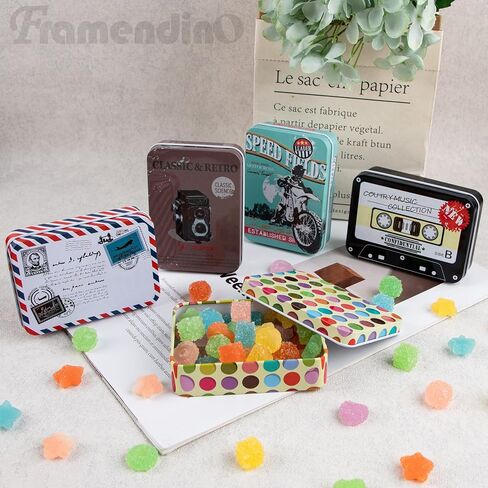 Framendino, 10 Pack Metal Tin Plate Empty Boxes Tin Trinket Jewelry Coin Box with Lid for Jewelry Candy in Saudi Arabia