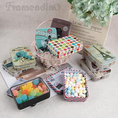Framendino, 10 Pack Metal Tin Plate Empty Boxes Tin Trinket Jewelry Coin Box with Lid for Jewelry Candy in Saudi Arabia