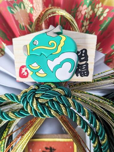 K14105 ASAHI Zodiac Dragon SHIMENAWA. Japanese New Year's Decoration OSHOGATSU KAZARI. Hanging Straw Wreath Ornament. SHIMENAWA Sacred Rope. Happy New Year Wreath, Medium in Saudi Arabia