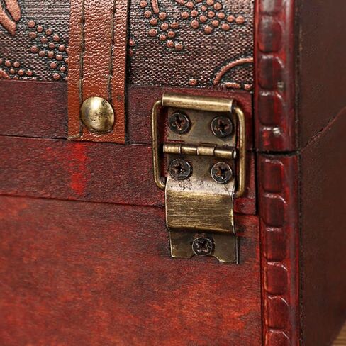 Pirate Treasure Chest, Vintage Handmade Decorative Wooden + PU Leather Storage Box for Jewelry Trinkets, Keepsakes Box for Home Decor in Saudi Arabia
