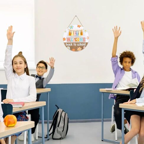 toarti boho 3d ترحيب الفصول الدراسية علامة الباب شنقا، زهرة ملونة العودة إلى المدرسة جدار علامة مع شرابات حبة بيضاء، ريفي ترحيب جدار الديكور لمكتب المشورة المعلم المدرسة الفصول الدراسية in Kuwait