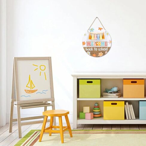 toarti boho 3d ترحيب الفصول الدراسية علامة الباب شنقا، زهرة ملونة العودة إلى المدرسة جدار علامة مع شرابات حبة بيضاء، ريفي ترحيب جدار الديكور لمكتب المشورة المعلم المدرسة الفصول الدراسية in Kuwait